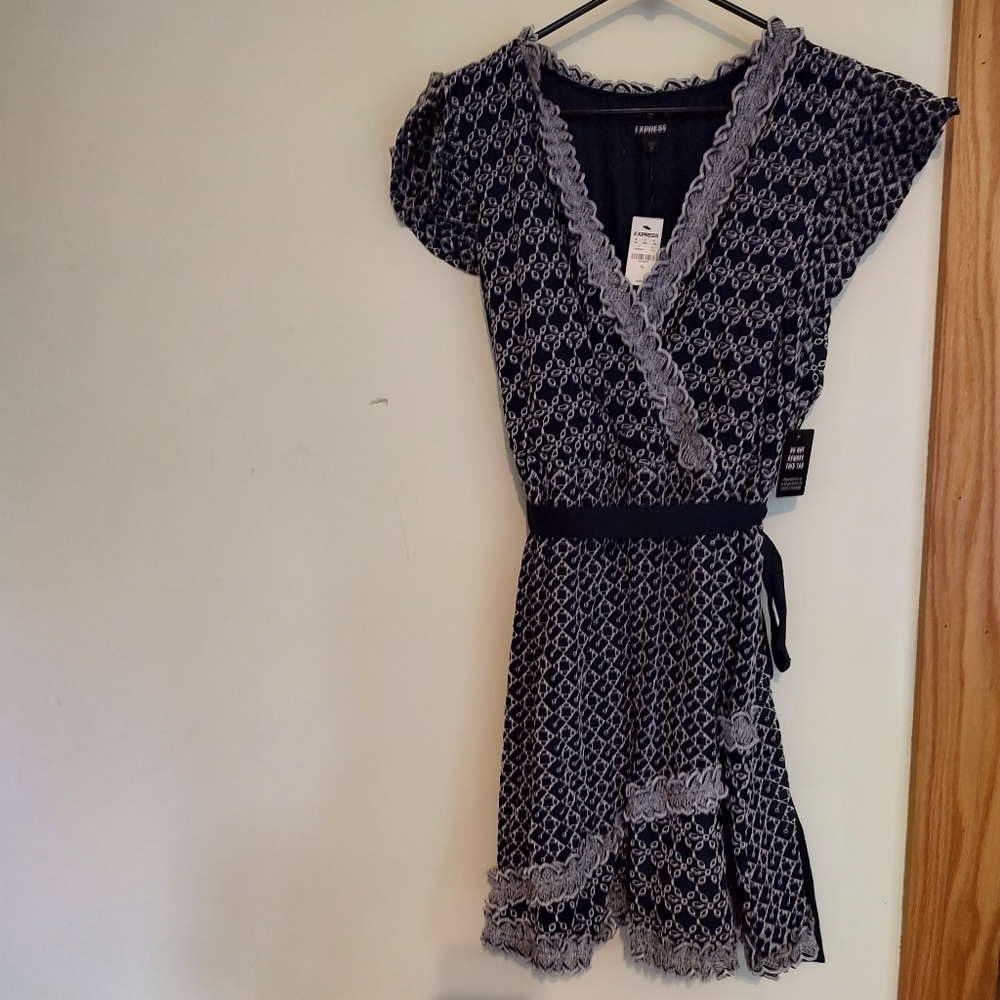 Express Dark Blue and White Dress